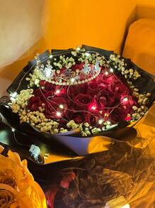 Flower Fairy String Lights, Waterproof Copper Wire Lights, Suitable For Bedroom, Wedding, Party, Room, Garden Decor, Cake, Bouquet Decoration - Multicolor - View 3