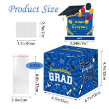 FZZ Hộp tiền mừng tốt nghiệp bất ngờ cho tiệc tốt nghiệp, quà tặng mùa tốt nghiệp, trang trí - Màu xanh lam - Xem 2