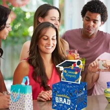 FZZ Hộp tiền mừng tốt nghiệp bất ngờ cho tiệc tốt nghiệp, quà tặng mùa tốt nghiệp, trang trí - Màu xanh lam - Xem 7