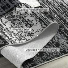 Modern Geometric Patchwork Area Rug, 5x8 Grey Large Rugs For Living Room, Rockwood Collection Indoor Rugs For Bedroom, Throw Carpet Floor Decor For Entryway Dining Room Office Nursery - Xám - Xem 2