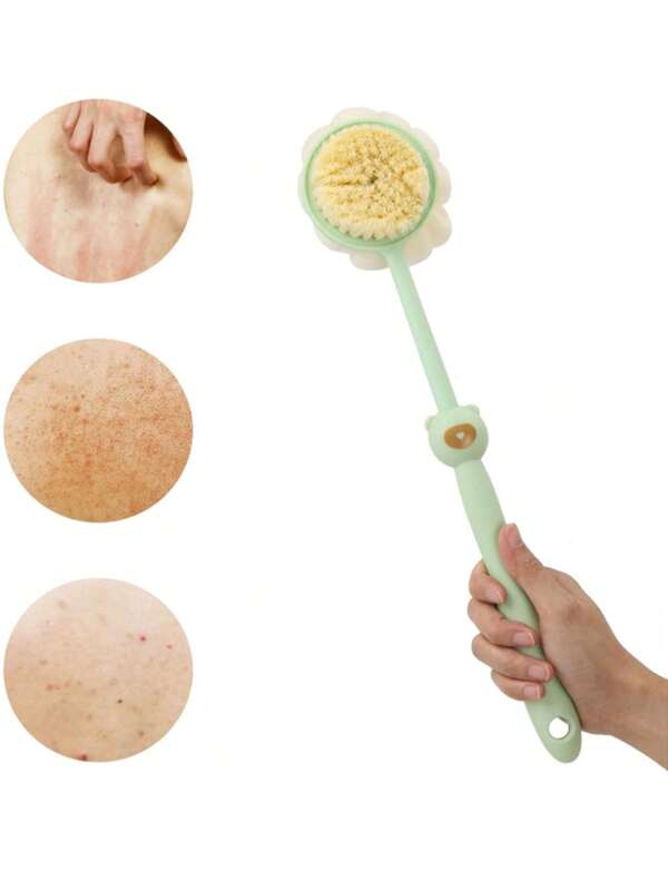 Two Sided Shower Body Brush Silicone Long Handle Bathroom Wash Brush Bathing Massage Back Body Exfoliating Brush Bath Supplies