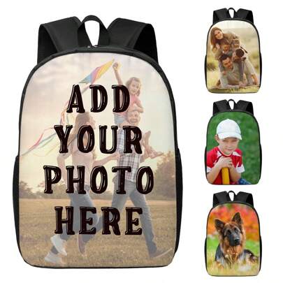 1pc Custom Backpack With Photos Backpacks Travel Rucksack Personalized Backpack For Man,All-Purpose,Large Capacity,Versatile,Multifunction,Colorful,Cute,Adorable,Contracted,Funny,Kawaii,Y2K,Minimalist,Commuting,Business Casual,Basics,Custom,Personalized,Unique,Customized,Ideal Gifts For Him,Ideal Gifts For Her,Her,Family,Friends,Girlfriend,For Anniversaries,For Birthdays,For Holiday/ Vacation,For Outdoors/Outings/Travel/Hiking/Stadium/Sports/Climbing,For Business/Commute/Work/Office,Customized Sports Bags