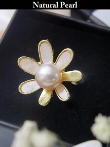 1pc Elegant Cultured Pearl Brooch Decor - Angel Wings, Ginkgo Leaf & Floral Design, Women Jewelry And Accessories For Necklaces, Scarves, Beach, Pride, Birthday, Graduation Gifts