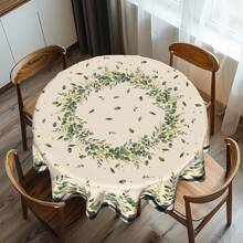 1 件桉树叶圆形桌布，可重复使用的季节性绿叶桌布，格子农舍风格，适合派对野餐晚餐装饰