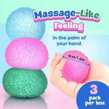 3 件装柔软挤压治疗球，TPR 3 色慢回弹减压玩具，透气抗压力球，成人最佳礼物 - 彩色 - 查看 4
