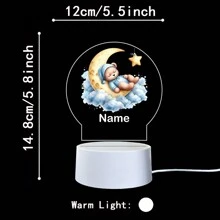 1 szt. Spersonalizowana nazwa z kreskówkowym misiem śpiącym na księżycu. Kreatywny prezent. Iluzja światła 3D. Lampka nocna LED. Ciepłe światło. Prezent urodzinowy. Prezent świąteczny. Dekoracja. Lampka nocna na biurko. Spersonalizowane prezenty. Wystrój pokoju. Wystrój domu. Wystrój jesienny. Dekoracje świąteczne. Zabawki. Spersonalizowane rękodzieło. Szykowna jesień. Dom i styl życia. Świąteczna atmosfera w domu. Jesienne odświeżenie domu. Dekoracje świąteczne. Harmonia w domu.