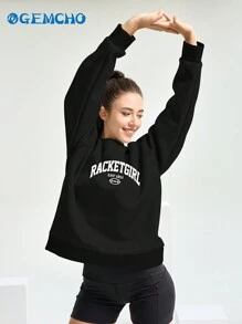 GEMCHO Women's Casual Round Neck Sweatshirt Basic Solid Sweatshirt Simple Daily Spring/Summer