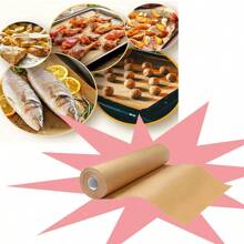 1 rotolo di carta forno non candeggiata - antiaderente, carta da forno siliconata per cucinare, grigliare, friggere ad aria e cuocere a vapore - accessori da cucina essenziali, utensili da cucina