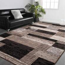Modern Geometric Patchwork Area Rug, 5x8 Chocolate Large Rugs For Living Room, Rockwood Collection Indoor Rugs For Bedroom, Throw Carpet Floor Decor For Entryway Dining Room Office - màu nâu - Xem 6