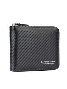 2025 Minimalist Carbon Fiber Men Wallet, Large Capacity Zipper Coin Purse, Card Holder Organizer Wallet, Ideal Gift For Men, New Year & Valentine's Day
