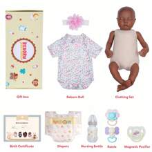 BABESIDE 20 Inch Lifelike Reborn Baby Dolls Girl Realistic Black African American Newborn Baby Dolls Sleeping That Look Real With Feeding Kit & Gift Box For Kids Age 3+ - Multicolor - View 9