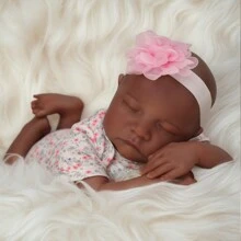 BABESIDE 20 Inch Lifelike Reborn Baby Dolls Girl Realistic Black African American Newborn Baby Dolls Sleeping That Look Real With Feeding Kit & Gift Box For Kids Age 3+ - Multicolor - View 3