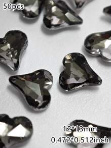 50Pcs K9 Glass Diamonds, Asymmetrical Heart Shape, Pointed Back Gemstone, Shiny White Gray Clear Crystal, For DIY Manicure, Jewelry Making, Earrings, Hair Accessories, Fashion Accessories, Nail Art Supplies, Nail Accessories, Nail Stuff