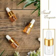 10pcs Mini Glass Dropper Bottles, 0.07oz Large Capacity, Gold Clear Essential Oil Small Bottles, Small Tincture Sample Containers, Capped Perfume Liquid Bottles, Travel Size, Hand Wash Only, Unscented, Round, Portable Accessory Storage - Multicolor - View 6
