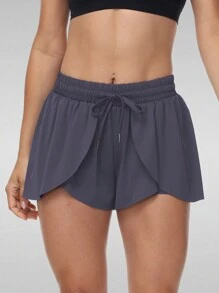 Blaosn 3pcs/Set  Flowy Athletic Shorts For Women Gym Yoga Workout Running Butterfly Tennis Sports Active Skort Skirt High Waisted With Pockets Spandex Sweat Pants Cute Lounge Clothes Summer Outfits - 灰色 - 查看 3