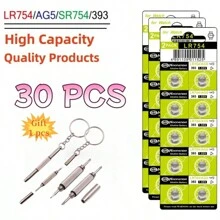 10-50PCS AG5 1.5V LR754 Button Batteries SR754 193 393 Round Cell Coin Alkaline Battery L754 SR754SW LR48 For Watch Toys Clock With 1pc Screwdriver Gift - AG5LR754 - View 3