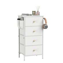 GipGiper 卧室梳妆台，4 个储物抽屉，高大的布艺衣柜收纳柜，塔式家具，带木质顶部金属框架，用于衣服返校宿舍收纳