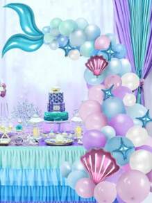 87pcs Mermaid Balloon Chain Balloon Set, Ocean Theme Party Birthday Decorations