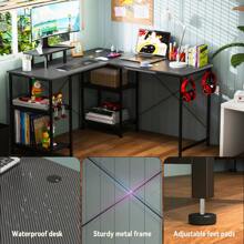 Gaming Desk, Convertible From L To I Shape, Desk With Large Storage Space, With 2 Power Outlets And 2 USB Ports, 130 X 50 X 74 Cm, Black - 黑色 - 查看 5