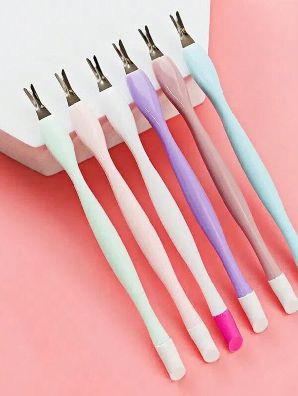 3/5 pièces Outil à double tête 2 en 1 pour repousse-cuticules, stickers pour ongles, tampon à ongles, coupe-ongles en acier inoxydable, lime à pieds. Kit de manucure à domicile (couleur aléatoire)