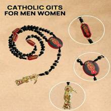 黑色木质死神项链，配红色念珠，手工制作的死神念珠礼物，男女皆宜。 - 彩色的 - 查看 5