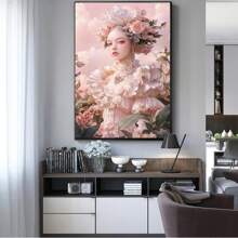 Beautiful Women Wall Art, Wildflower Landscape Print, Abstract Flower Spring Print, Flower Meadow, Vintage Style Art, Modern Decor Poster, Poster Prints, Framed And Ready To Hang. (30x45cm)12x18inch Framed