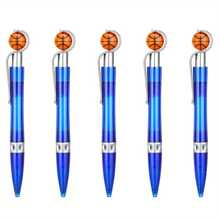 5 Peças/10 Peças Caneta Esferográfica Redonda em Formato de Basquete, Caneta Esferográfica Redonda Esporte Basquete, Caneta Esferográfica Redonda Escrita Legal Esporte, Caneta Esportes Bola, Acessórios de Decoração de Mesa Escolar Festa de Basquete Papelaria - Preto - Visão 12