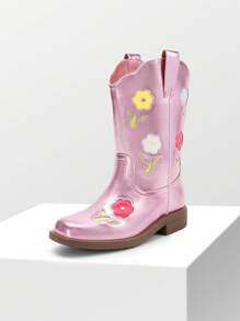 Girls Cowgirl Boots Kids Mid Calf Western Boots Riding Shoes For Toddler/Little Kid/Big Kid - 粉色 - 查看 4