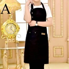 厨师服务员咖啡店服务生纯色厨房围裙理发师围裙厨房配件女士男士烧烤 - 彩色 - 查看 3