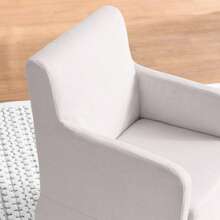 My Texas House Wren Slipcover Dining Chair With Rolling Caster Wheels Cream Linen Fabric - Như hình ảnh như hình ảnh - Xem 5