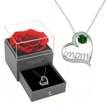 心形锆石爱心妈妈母亲吊坠项链，母亲节生日项链礼物