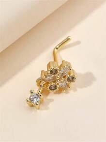 1/2件 L形铜锆石花朵吊坠鼻环，金银双色鼻钉耳环，可搭配鼻圈饰品，送朋友、情人节、母亲节及其他场合的礼物 - 小花 - 查看 9