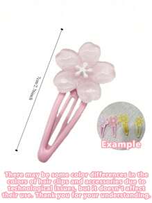 5/10/15/20pcs Girls Colorful Jelly Sakura Flower Hair Clips For Bangs & Side Hair - Multicolor - View 2