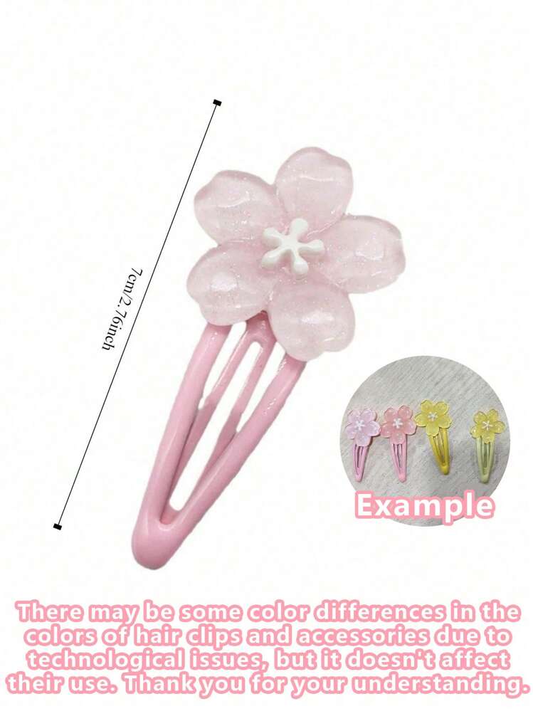 5/10/15/20pcs Girls Colorful Jelly Sakura Flower Hair Clips For Bangs & Side Hair - Multicolor - View 2