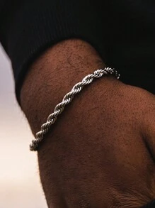 1 pezzo Braccialetto catena in acciaio inossidabile dorato, accessorio di gioielleria personalizzato stile hip-hop da uomo
