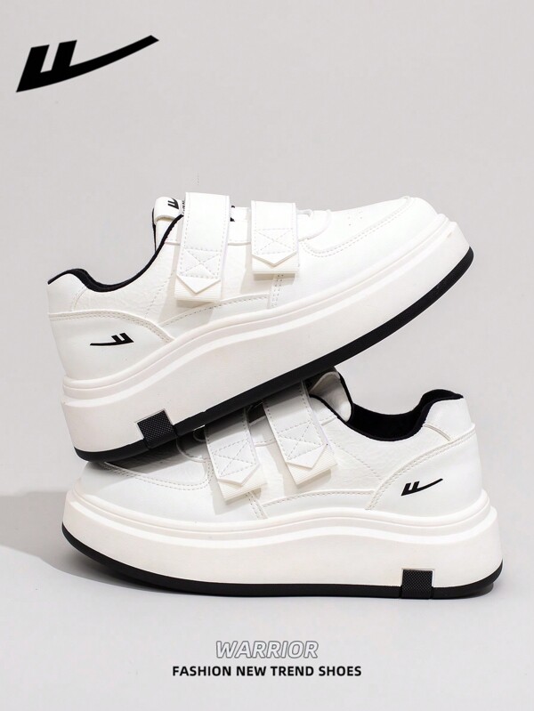 WARRIOR 1 Pair WARRIOR Women's Casual Skateboard Shoes, Hook And Loop Design Thick Sole Low-Top Outdoor Flat Shoes, Spring/Summer Casual Shoes, Modern Design Women's Thick-Sole Chunky Sneakers With Retro Details, Comfortable And Stylish, Classic Women's Shoes.