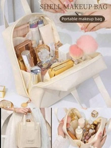 1 szt. przenośna kosmetyczka podróżna, duża pojemność wodoodporna kosmetyczka, może pomieścić szminki, palety cieni do powiek, pędzle do makijażu, pielęgnację skóry, puf, telefon, monety, drobne przedmioty. Nadaje się do domu, prezentów, wakacji, podróży służbowych, prezentów dla dziewczyny, walentynek, dnia matki, kobiet, świąt Bożego Narodzenia, święta Dziękczynienia, nowego roku