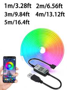 1 个大号外壳蓝牙霓虹灯带，带 APP 智能控制，电视背景 LED 灯条，RGB 霓虹灯防水，适用于电视显示器背景照明，家庭聚会节日装饰，室内客厅卧室游戏室氛围照明
