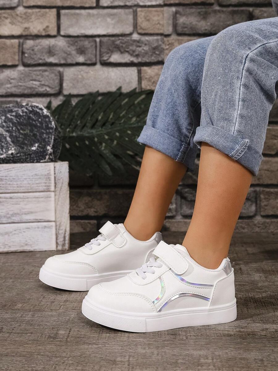 Zapatillas casuales con suela blanda y cierre de gancho y bucle para niños, para primavera/otoño - Blanco - Ver 1