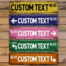 Personalized Street Signs,Street Signs Customized Custom Street Signs Metal Custom Street Sign Custom Road Sign Room Decor Men Cave Sign With Arrow Customize Your Own Aluminum Street Sign Gifts Birthday Graduation - Blue - View 1