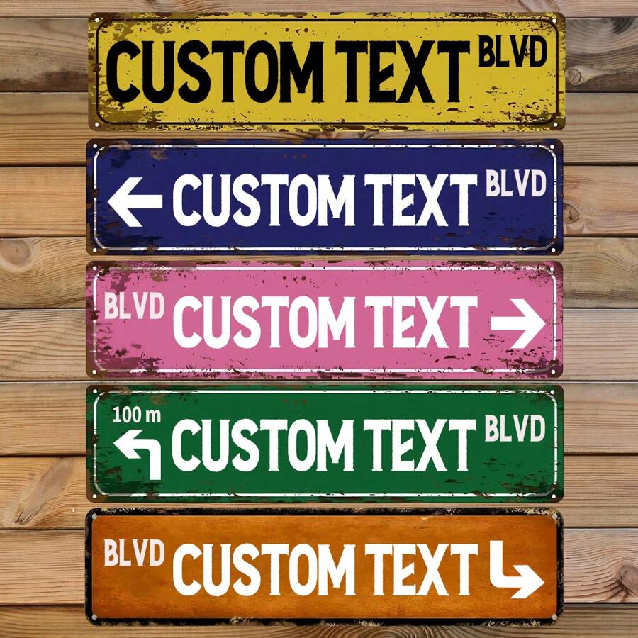 Personalized Street Signs,Street Signs Customized Custom Street Signs Metal Custom Street Sign Custom Road Sign Room Decor Men Cave Sign With Arrow Customize Your Own Aluminum Street Sign Gifts Birthday Graduation - Blue - View 1