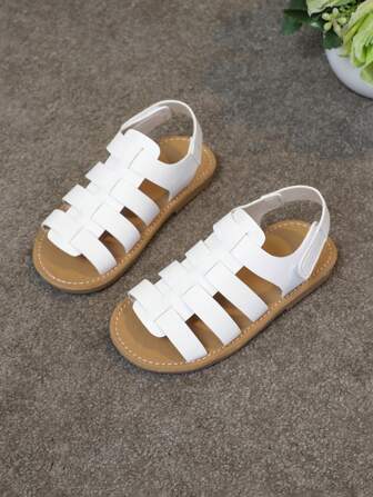 一双女童2024夏季新款编织罗马凉鞋小女孩儿童软底防滑沙滩鞋女童休闲鞋