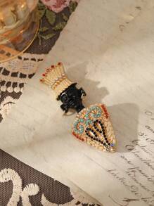 1pc Fashion Crystal Tassel Black Chief Lady Brooch, Suitable For Women's Daily Wear
