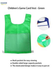 BELLKIDS 儿童训练背心，4种颜色可选，可作练习背心、卡片插入式游戏背心、训练围兜、体育课围兜、团队比赛背心、口袋背心、认知游戏工具、教学辅助工具、互动学习用品，适用于家庭、教室、户外、派对游戏、返校季等场合。 - 彩色 - 查看 13
