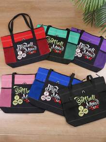 1pc Custom Name Baseball Bag, Personalized Name Baseball Tote Bag, Custom Name Baseball, Custom Kid Baseball Bag, Design Handbag, Shoulder Bag, Reusable Grocery Bag, Name Tote Bag, Anniversary Gift, Valentine Gift, Birthday Gift, Wedding Gift, Mother's Day Gift, Best Friend Gift, Gift For Mom, Gift For Her, Gift For Girlfriend/Wife/Friendback To School Winter Gift Ideas Boy Girl Valentine's Day - Multicolor - View 5