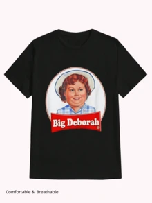 Big Deborah T-Shirt Funny Tee ,Casual Print,Comfortable And Versatile,Letter Pattern Pure Cotton 220g Printed T-Shirt - Black - View 1