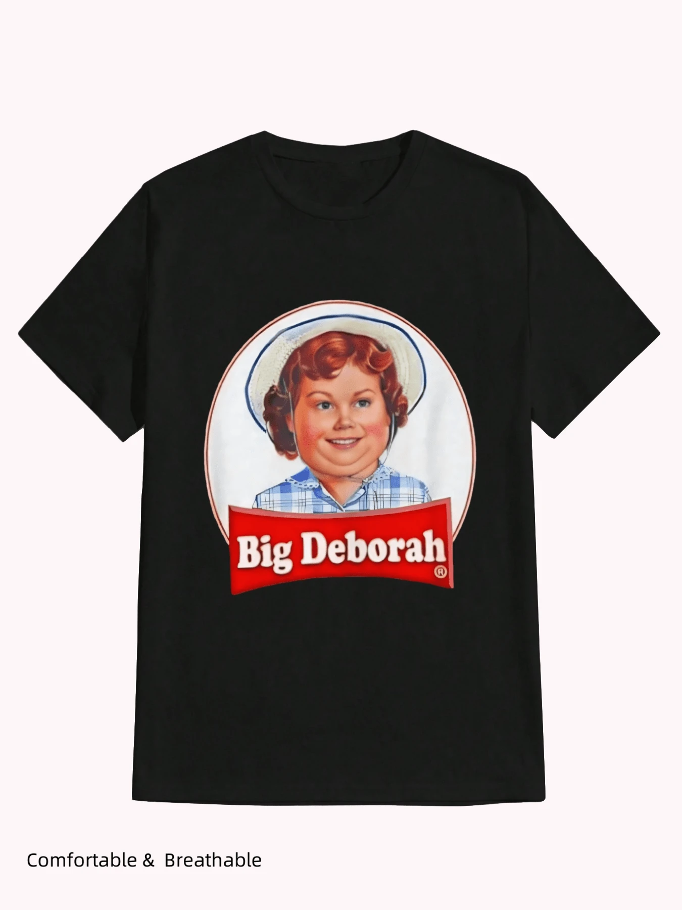 Big Deborah T-Shirt Funny Tee ,Casual Print,Comfortable And Versatile,Letter Pattern Pure Cotton 220g Printed T-Shirt - Black - View 1