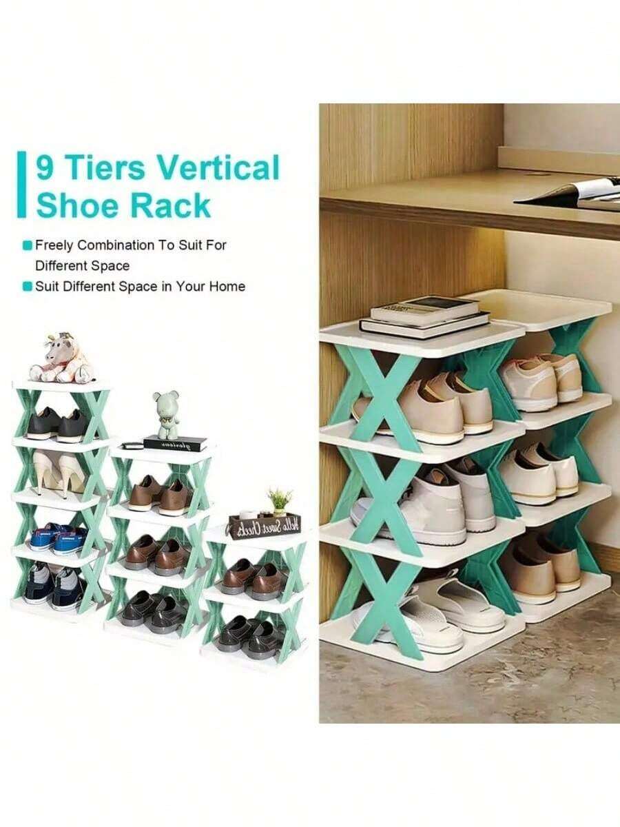 Kệ giày cửa ra vào mỏng 9 tầng, tủ giày đứng độc lập bằng nhựa, lưu trữ tiết kiệm không gian cho hành lang, tủ quần áo - Nhiều màu - Xem 1