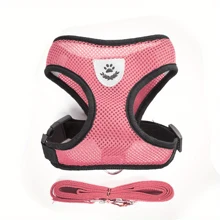 Reflective Pet Harness And Belt Set, Suitable For Dogs And Cats, Adjustable Small Dog And Cat Vest Harness With Soft Mesh - Multicolor - View 9