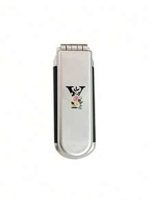 Gương trang điểm và làm tóc gấp gọn 2 trong 1 – Di động, để bàn, họa tiết hoa chữ cái đen A-Z, dụng cụ làm đẹp hiện đại cho du lịch, lược gấp kèm gương trang điểm, dễ mang theo, hoàn hảo cho du lịch, lược đệm khí đa năng, lược massage da đầu (Không bao gồm Q/U/X) - Bạc - Xem 13